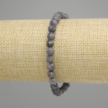 Bracelet Sapphire, faceted round beads, diameter 6mm±, length 18cm± stretchy