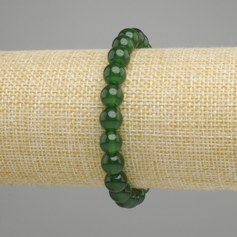 Chrysoprase Bracelet Smooth Beads, 8mm diameter ±, length 18cm ±, stretch