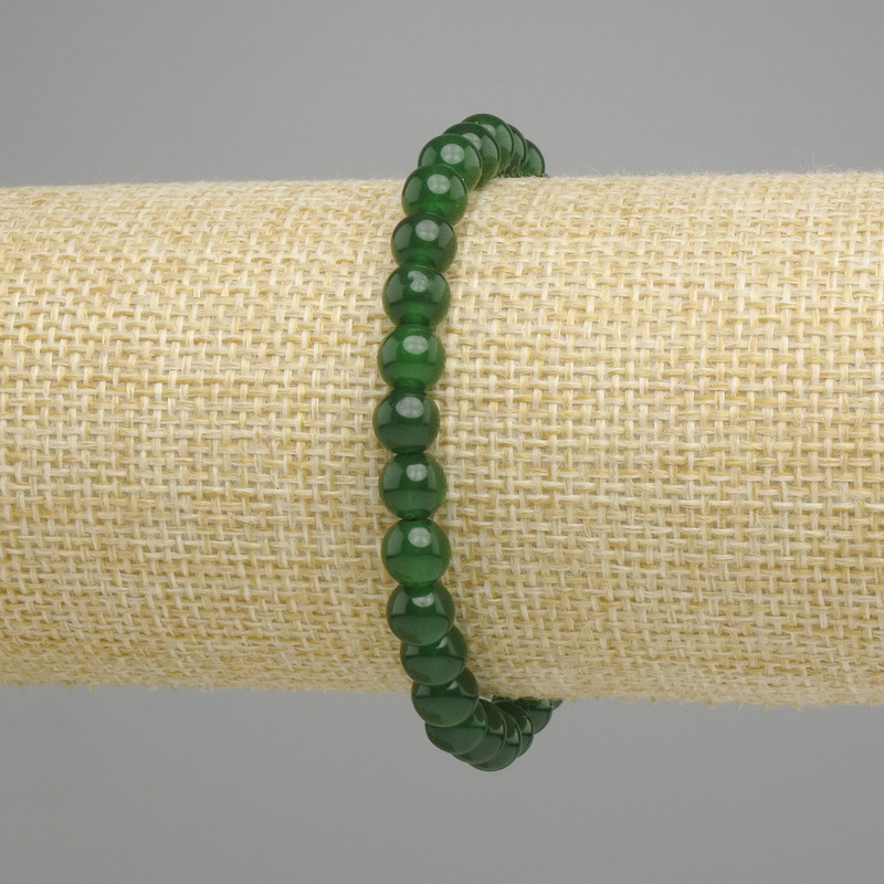 Chrysoprase Bracelet Smooth Bead, 6.5 mm diameter, 18 cm length, stretch
