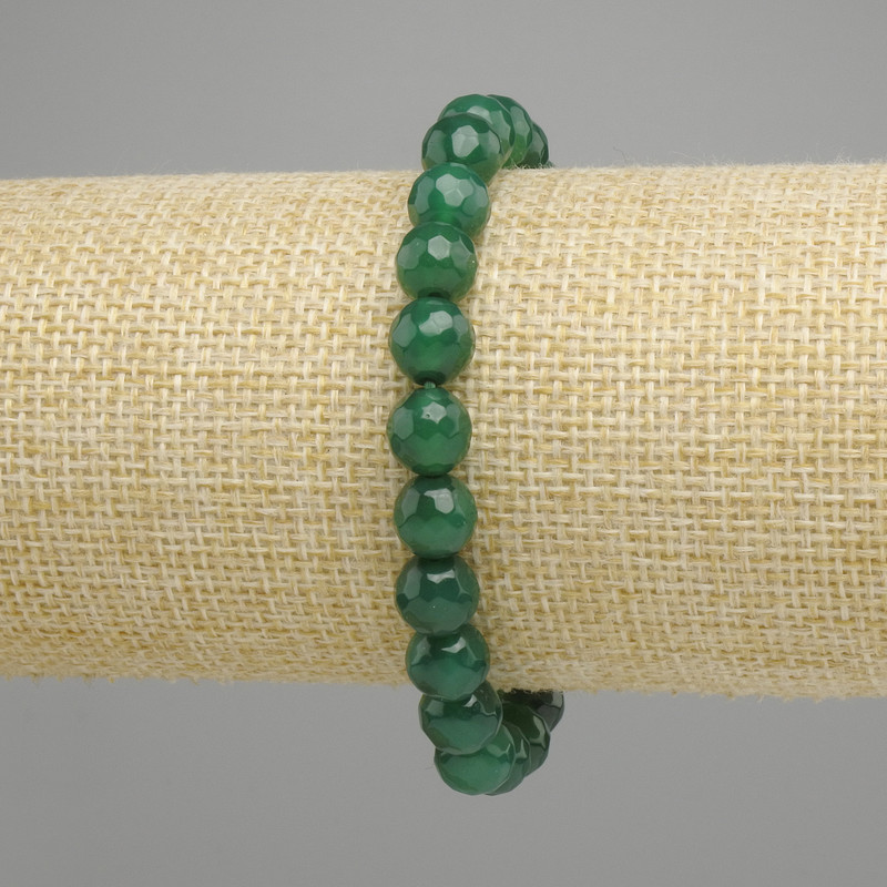 Chrysoprase Bracelet, faceted rounds, 8 mm diameter ±, length 18 cm ±, elastic