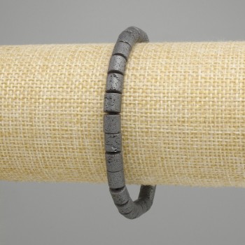 Bracelet Lava Cylinder, diameter 6×6 mm +-, length 18 cm +- stretch