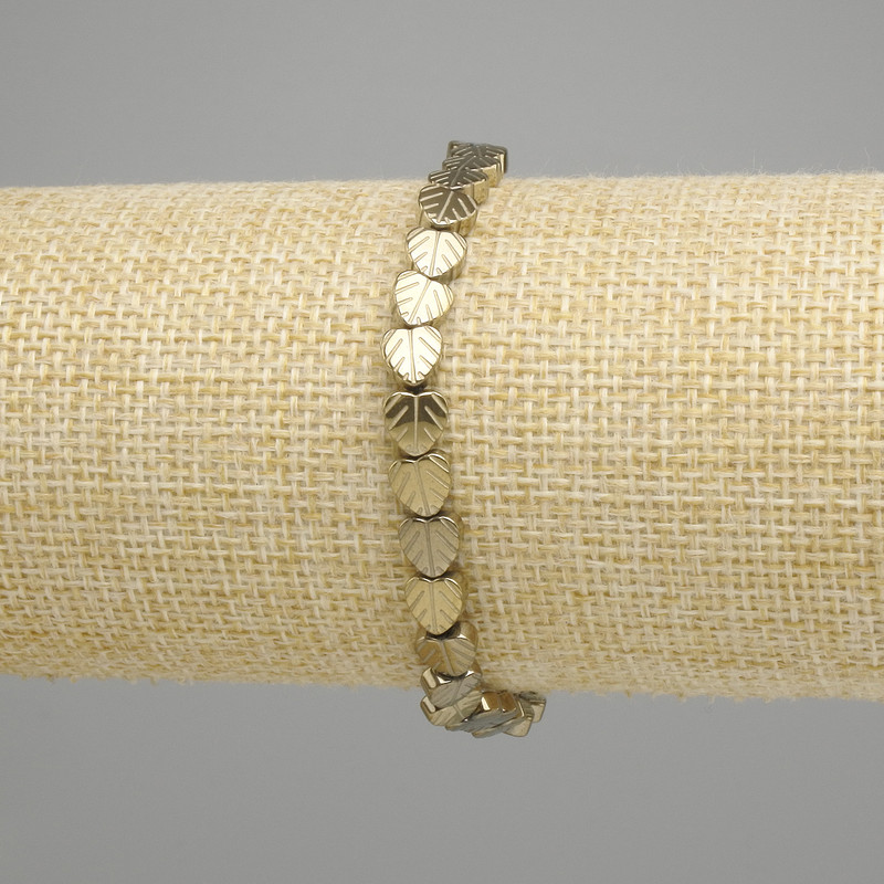 Hematite Bracelet Leaf 6mm+- golden color, length 18cm +- stretch