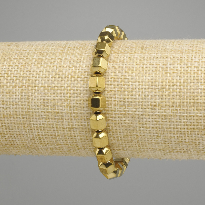 Hematite Bracelet Multifold Bead 8x7mm+- golden color, length 18cm +- stretch