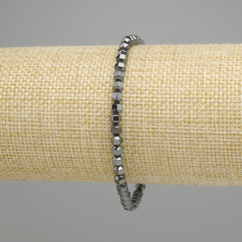 Hematite Multicrystal Beaded Bracelet 4x4mm+, length 18cm +-, stretch