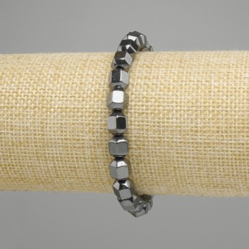 Bracelet Hematite Faceted 8x7 mm, stretch length 18 cm