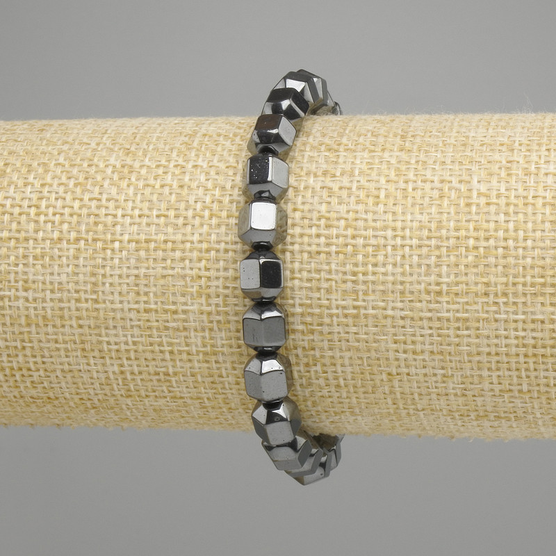 Bracelet Hematite Faceted 8x7 mm, stretch length 18 cm
