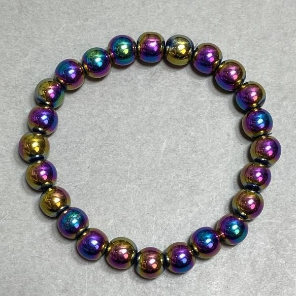 Hematite Bracelet Smooth Round Beads 8mm +-, length 18cm +- stretch