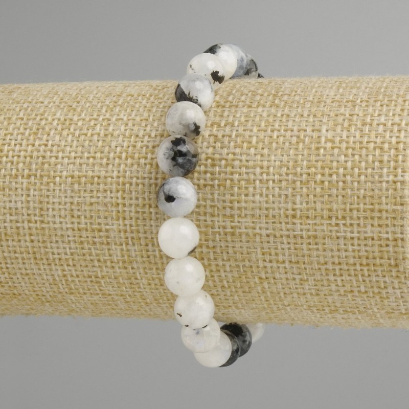 Adularia Bracelet smooth beads, diameter 10.5mm, length 18 cm, stretch