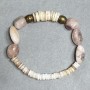 Bracelet Mother of Pearl Rondelle 10x2mm+- 5,5x2mm+- Quartz Tumbled 15x9mm+-, length 18cm +- Stretch