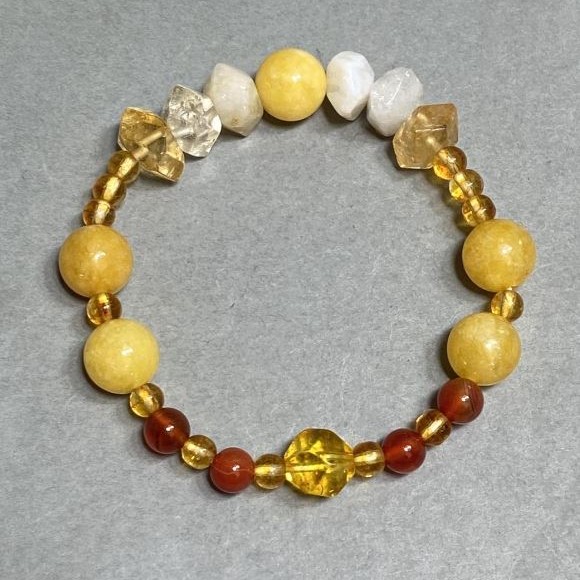 Bracelet Citrine Mountain Crystal Multiforms 10x7mm+- ball 10mm+-, length 18cm+- stretch