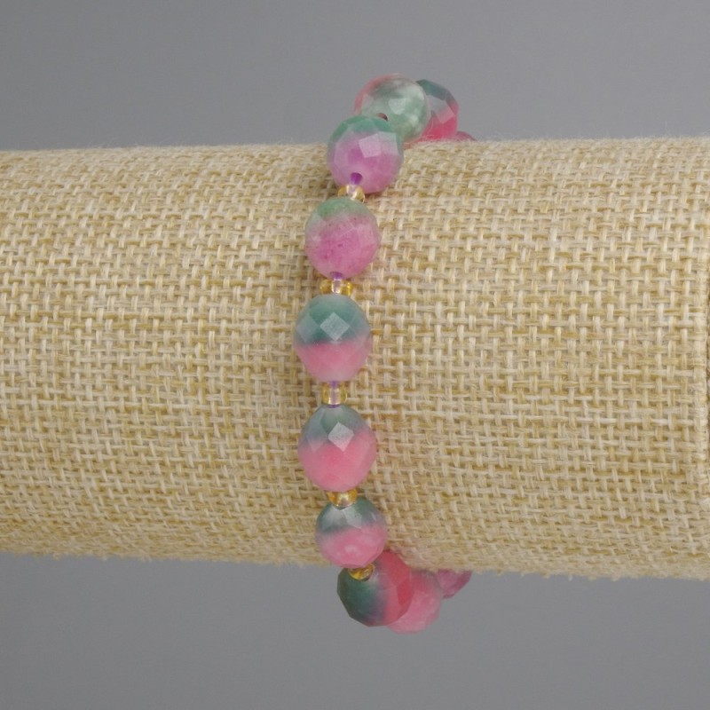 Tourmaline Beaded Bead Bracelet, Garnet-cut 10x9mm+- beads 3mm+-, length 18cm+- stretch