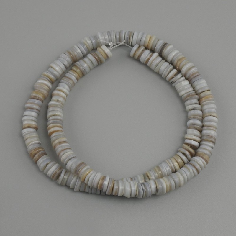 Shell Scarfa Rondelle Beads, Ø6×1.5-2 mm±, Length 39 cm± on nylon thread