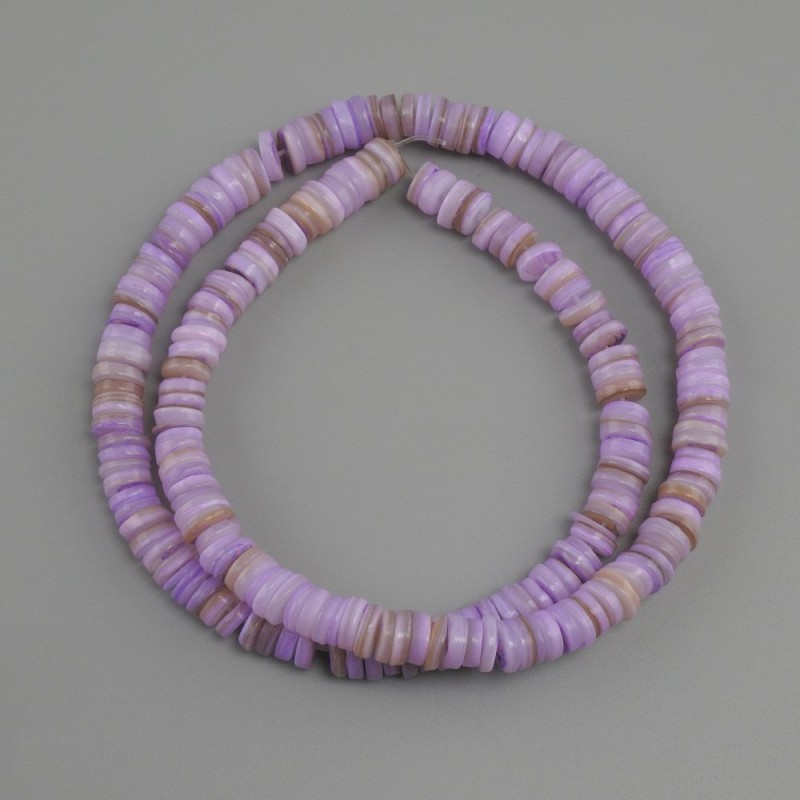 Scafarka Mother-of-Pearl Rondelle Beads, 6x1.5–2 mm, 39 cm long on thread