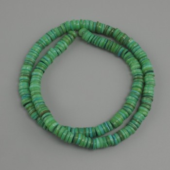 Abalone Shell Beads Scarpa Rondelle, 6x1.5–2 mm approximately, 39 cm length on bead thread
