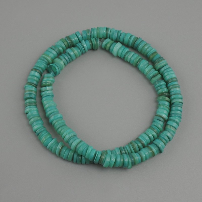 Scafari Shell Howlite Rondelle Beads, 6x1.5–2 mm, 39 cm +-/ Silk Thread