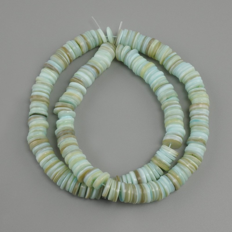 Abalone Shell Beads Scarface Rondelle, diameter 8x1.5-2mm, thread length 39cm+- on nylon thread