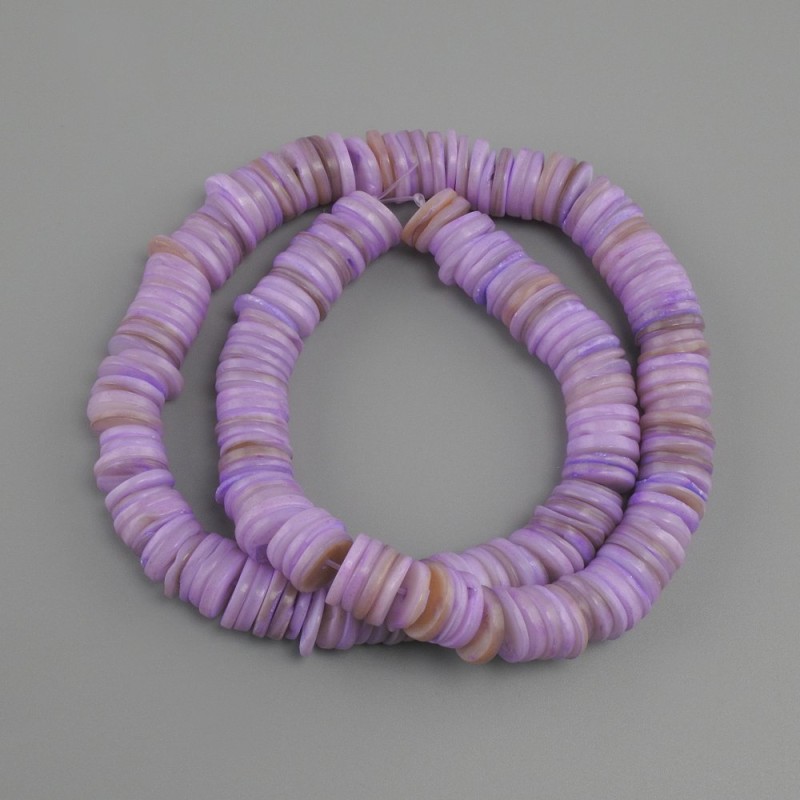 Scarfarca Shell Beads Rondelle 10x1.5-2 mm, length 36 cm on fishing line