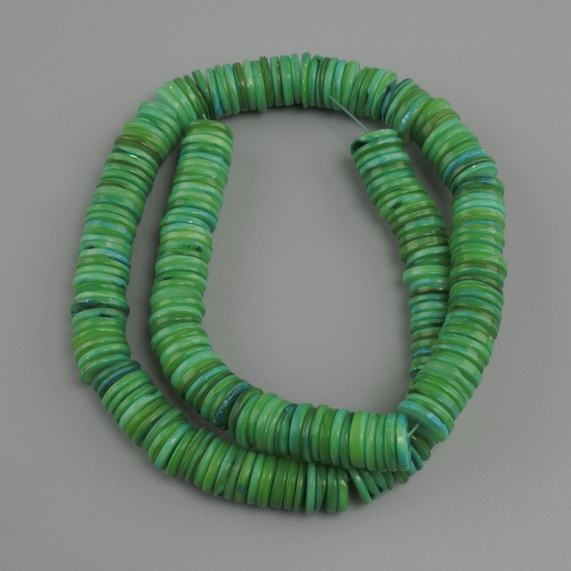 Scaleful Abalone Shell Beads, Scarface Rondelle, diameter 10x1.5–2mm, length 39cm±, on a fishing thread