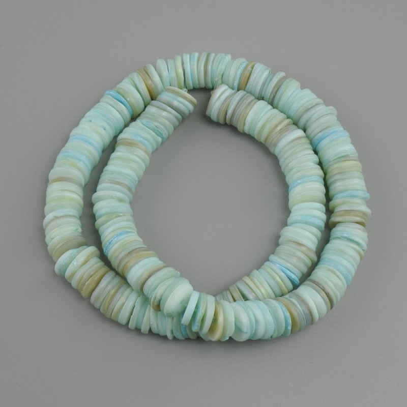 Shell Scarface (Skaffarka) Rondelle Beads, 10x1 mm diameter, 5-2 mm+-, length 37 cm+- on monofilament
