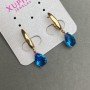Xuping Earrings with Blue Stones, 28x7mm, 18K Gold Plated