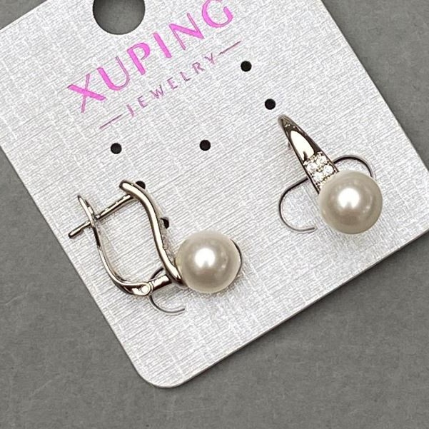 Xuping earrings rhodium-plated with pearls 19x8 mm+
