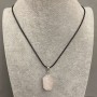 Pendant Pink Quartz multihardstone, diameter 20–21×15 mm+- on eco-leather cord 60 cm+ 5 cm chain