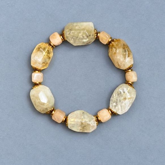 Bracelet Citrine faceted 20x15cm+-cube 7, 5mm+- length 18cm+- stretch