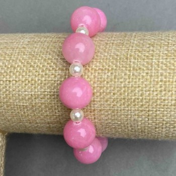 Bracelet Acrylic smooth bead 14cm+- 6mm+-, length 18cm+- stretch