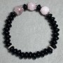 Bracelet Agate rondelle 8x4mm+- Pink quartz bead 10mm+- , length 18cm+- stretch