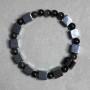 Hematite bracelet cube 8x8 mm± Silver-gray obsidian bead 6 mm+- , length 18 cm± stretch