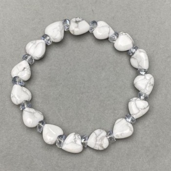 Kaholong bracelet heart 10mm+- Swarovski-style beads 6x3mm+- length 18cm+- stretch