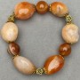 Bracelet Carnelian tumbled 20x17mm± Agate bead 12mm± with inserts, length 18cm± stretch