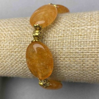 Citrine bracelet oval 25×18 mm ± with inserts, length 18 cm ± stretch