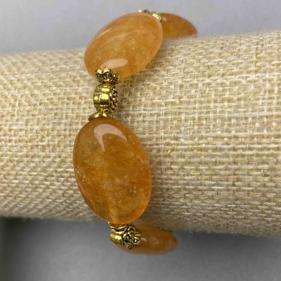 Citrine bracelet oval 25×18 mm ± with inserts, length 18 cm ± stretch