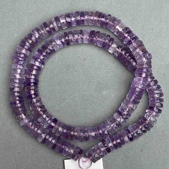 Amethyst natural gemstone beads faceted rondelle, diameter 8x2, 5-3mm +/- , length 40cm +/- on a thread