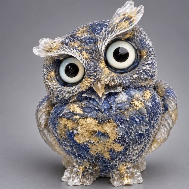 Souvenir figurine Owl, reclaimed Lazurite chips in resin, diameter 60x50x40 mm+