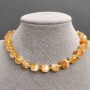 Choker Citrine faceted cube 9x9mm+- seed beads 3mm+- with pendants, length 38cm + toggle