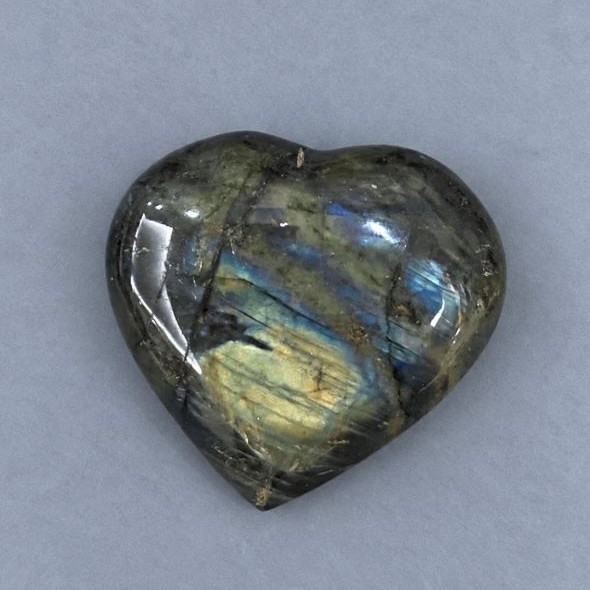 Labradorite souvenir stone in the shape of a heart 65x62 mm ± weight 153 g