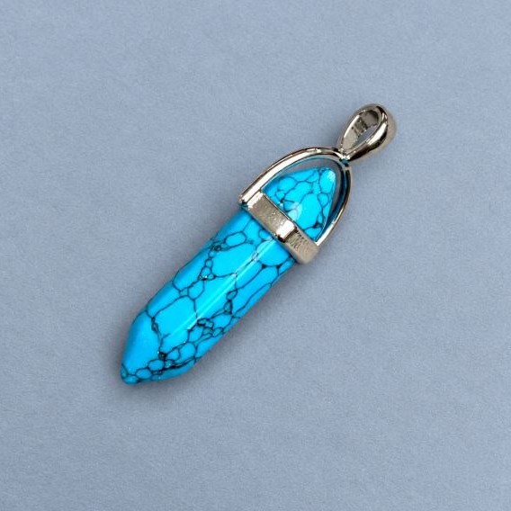 Pendant Turquoise hexagon crystal crystal ball 8×31×41 mm+