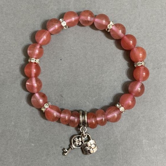 Bracelet Chalcedony smooth bead 8mm± rondel 8x4mm±, length 18cm± stretch