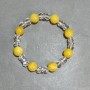 Citrine Bracelet (acrylic) smooth bead 10mm+- Czech crystal faceted rondelle 8x6mm+-, length 18cm+- stretch
