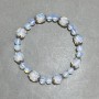 Bracelet Opalite round bead 6mm+- faceted insert 9mm+- with inserts, length 18cm+- stretch