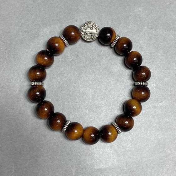 Tiger's Eye Bracelet (single) bead 10 mm+- with inserts, length 18 cm+- stretch