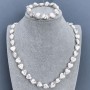 Necklace set Chalcedony heart 10mm+- beads in the Swarovski style 5x3, 5mm+- chain bracelet length 18cm+- with extender
