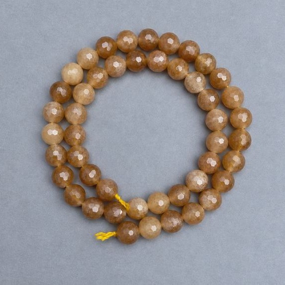 Citrine faceted round bead, diameter 8 mm +/-, length 38 cm +/-