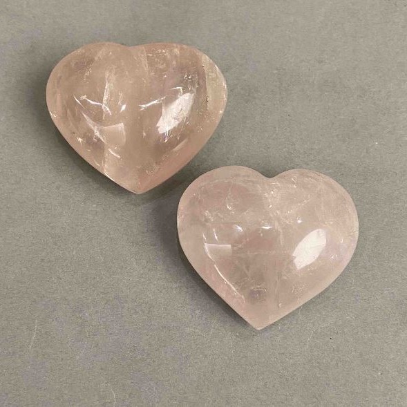 Pair of Hearts Pink Quartz souvenir natural stone, diameter 44×37-41mm±91g