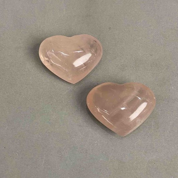 Pair Hearts Pink Quartz souvenir natural stone, diameter 42-45×35-36 mm ± 75 g