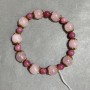 Bracelet Pink Quartz smooth round bead 10mm+- Tourmaline smooth round bead 6mm+-, length 18cm +- stretch