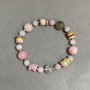 Bracelet Morganite smooth round bead 6mm±–10mm± Scafarca rondelle 8x2mm±, length 18cm± stretch