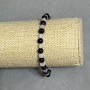 Bracelet Agate round bead 6mm+- mountain rock crystal faceted cube 5mm+-, length 18cm +- stretch